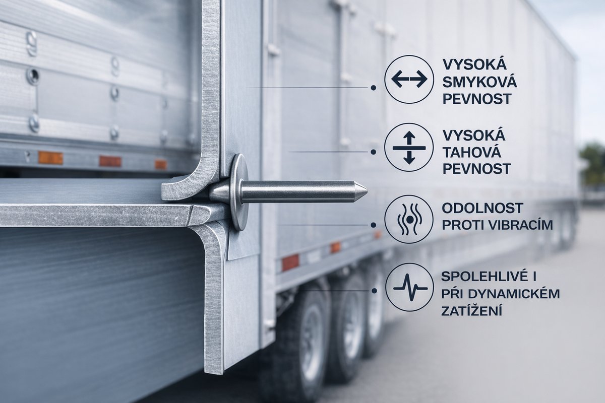 Zakázkové trhací nýty pro osobní automobily a přívěsy nákladních automobilů
